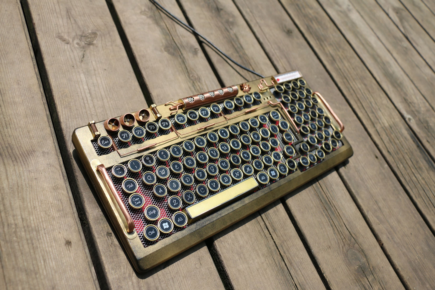 HOBIK Custom Steampunk Mechanical Keyboard - Handcrafted Solid Brass & Heavy Metal