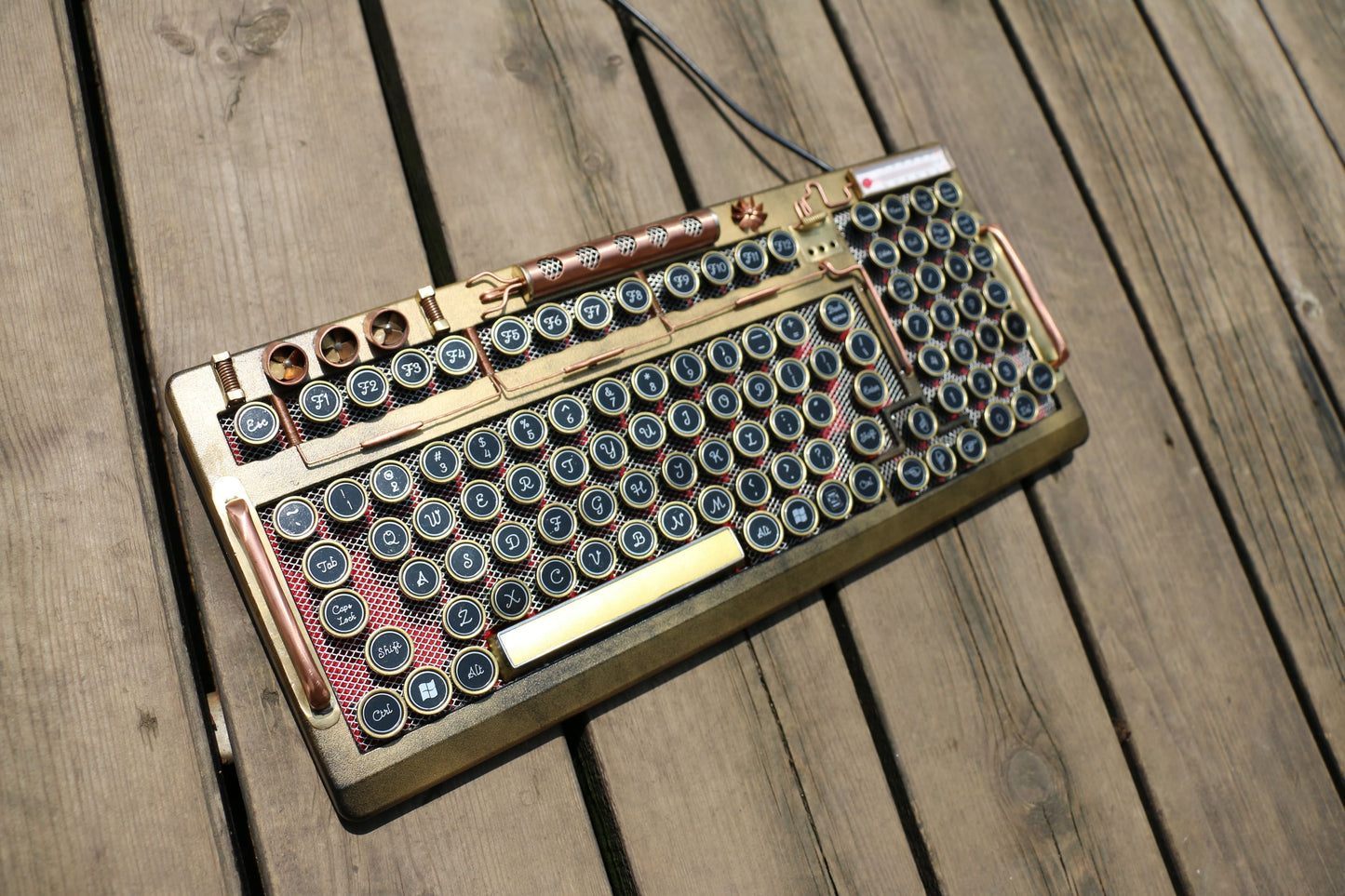 HOBIK Custom Steampunk Mechanical Keyboard - Handcrafted Solid Brass & Heavy Metal
