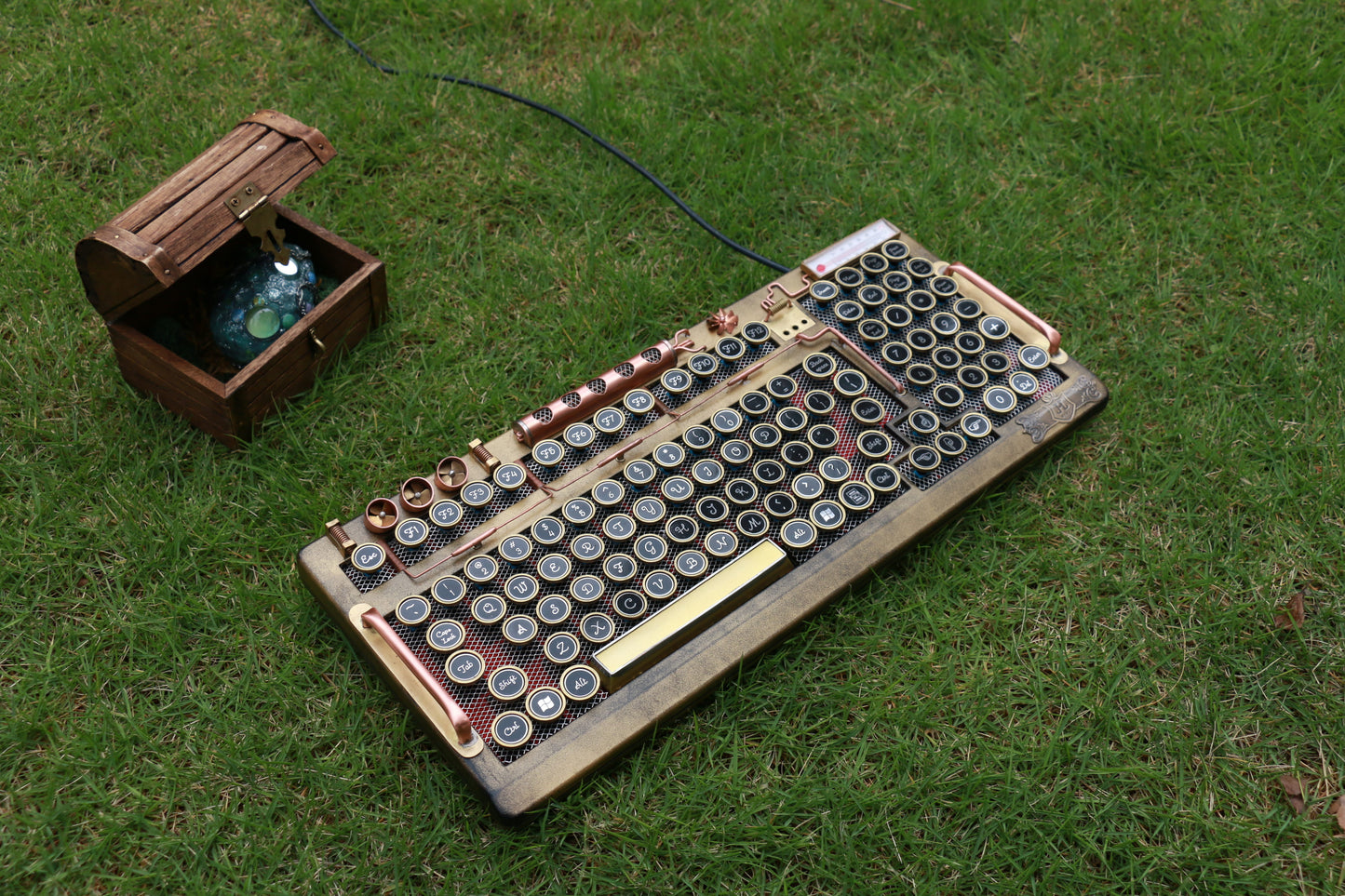 HOBIK Custom Steampunk Mechanical Keyboard - Handcrafted Solid Brass & Heavy Metal