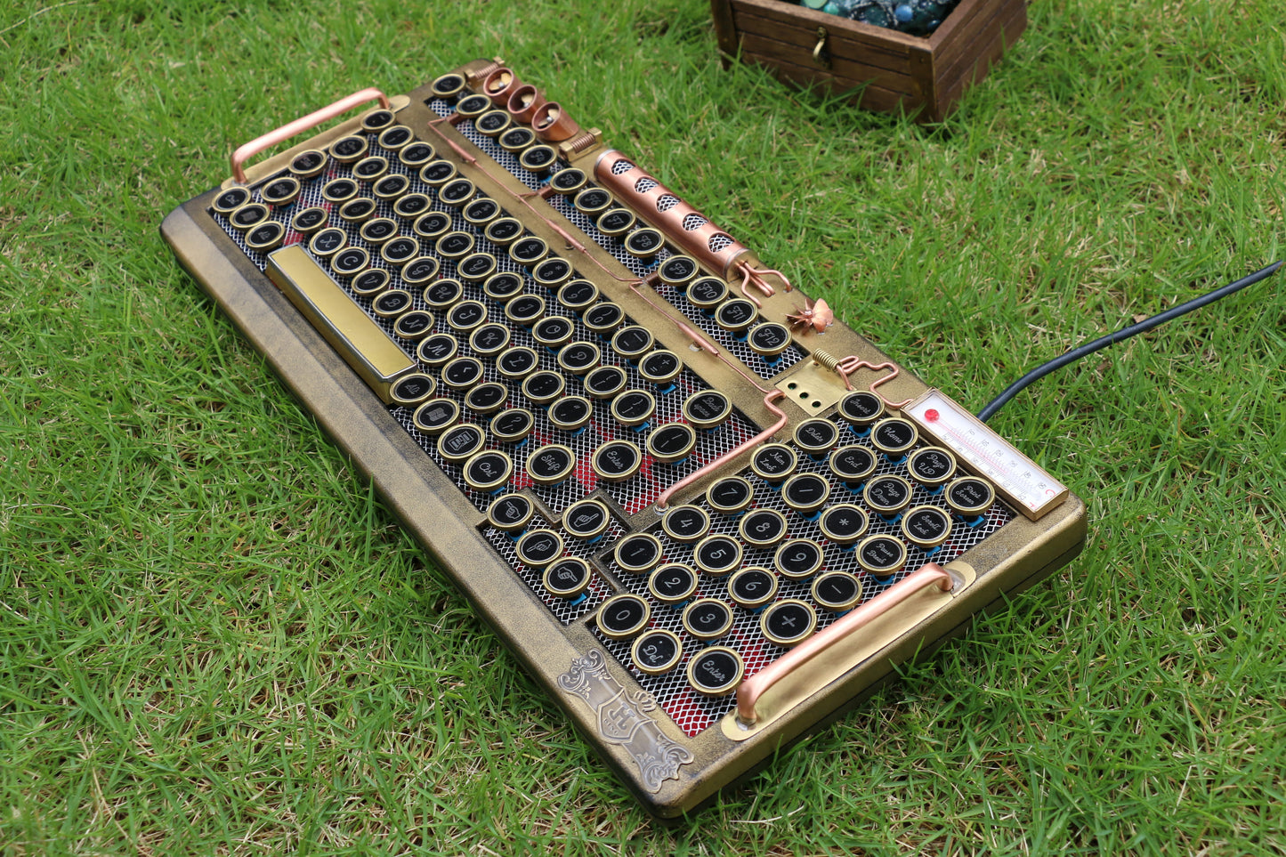 HOBIK Custom Steampunk Mechanical Keyboard - Handcrafted Solid Brass & Heavy Metal