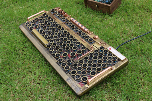 HOBIK Custom Steampunk Mechanical Keyboard - Handcrafted Solid Brass & Heavy Metal