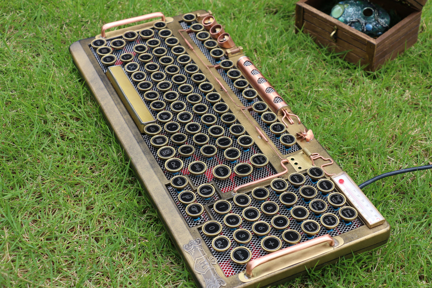 HOBIK Custom Steampunk Mechanical Keyboard - Handcrafted Solid Brass & Heavy Metal