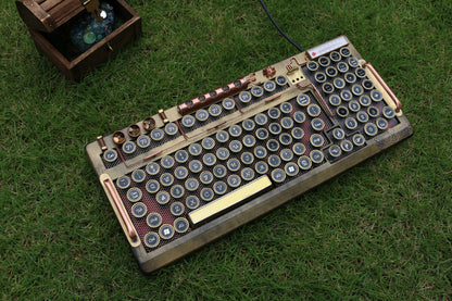 HOBIK Custom Steampunk Mechanical Keyboard - Handcrafted Solid Brass & Heavy Metal