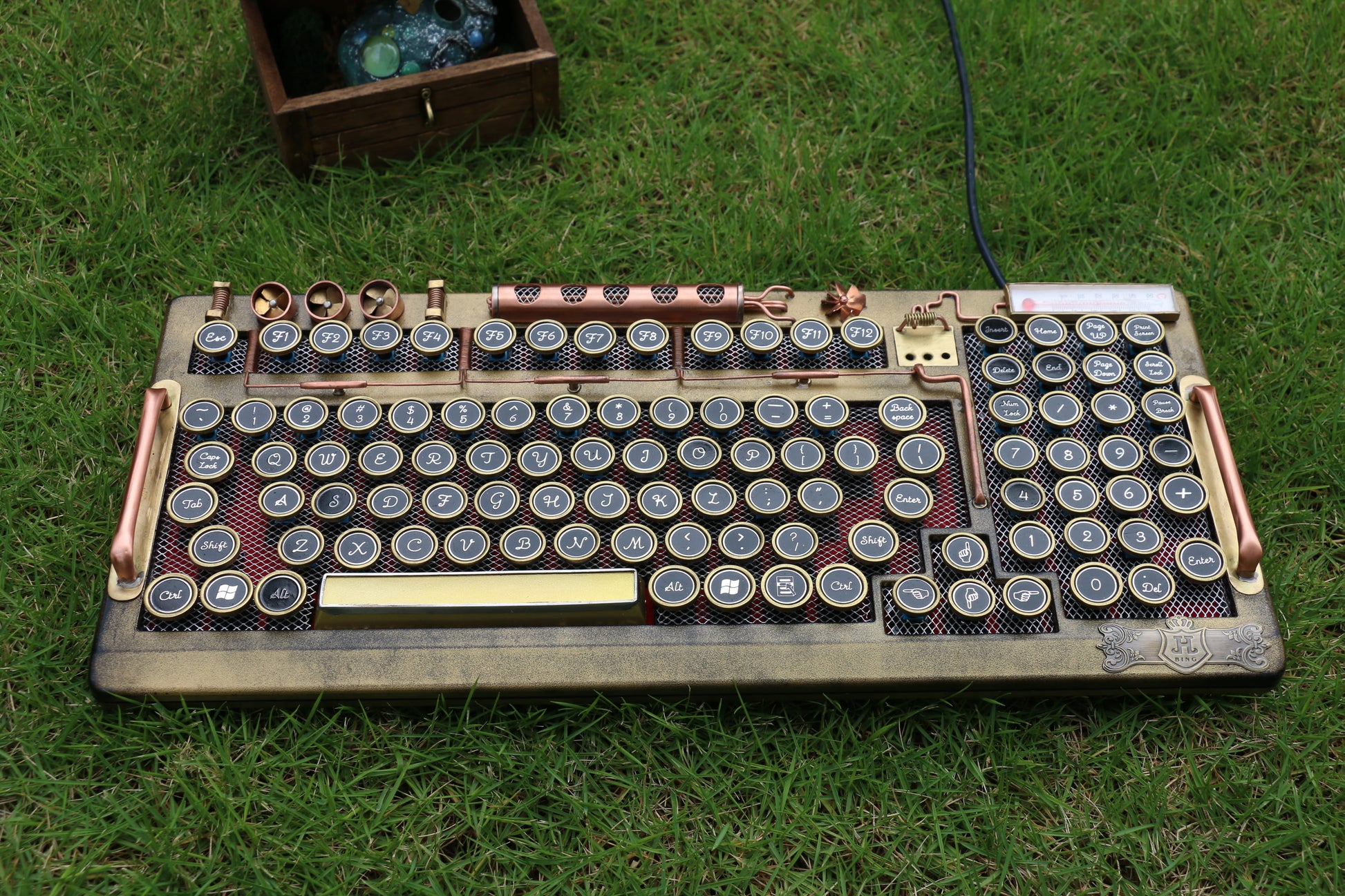 HOBIK Custom Steampunk Mechanical Keyboard - Handcrafted Solid Brass & Heavy Metal