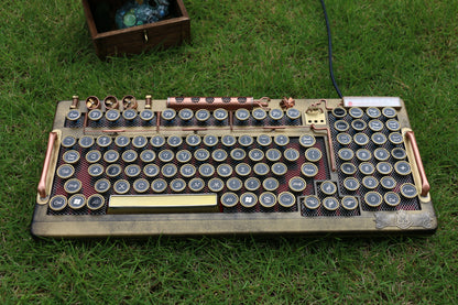 HOBIK Custom Steampunk Mechanical Keyboard - Handcrafted Solid Brass & Heavy Metal