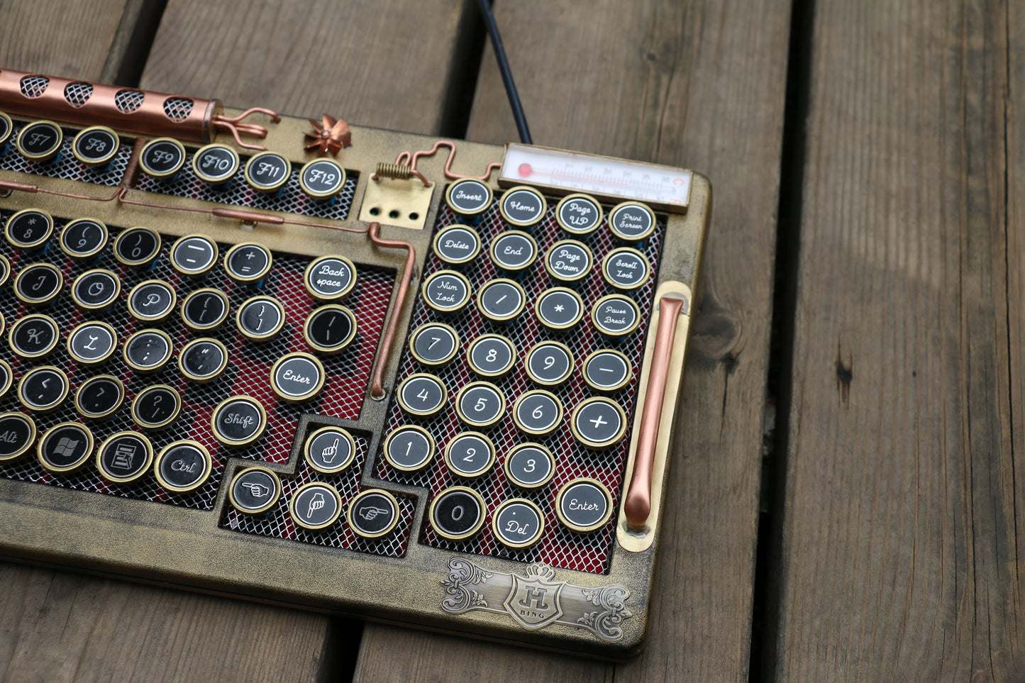 HOBIK Custom Steampunk Mechanical Keyboard - Handcrafted Solid Brass & Heavy Metal