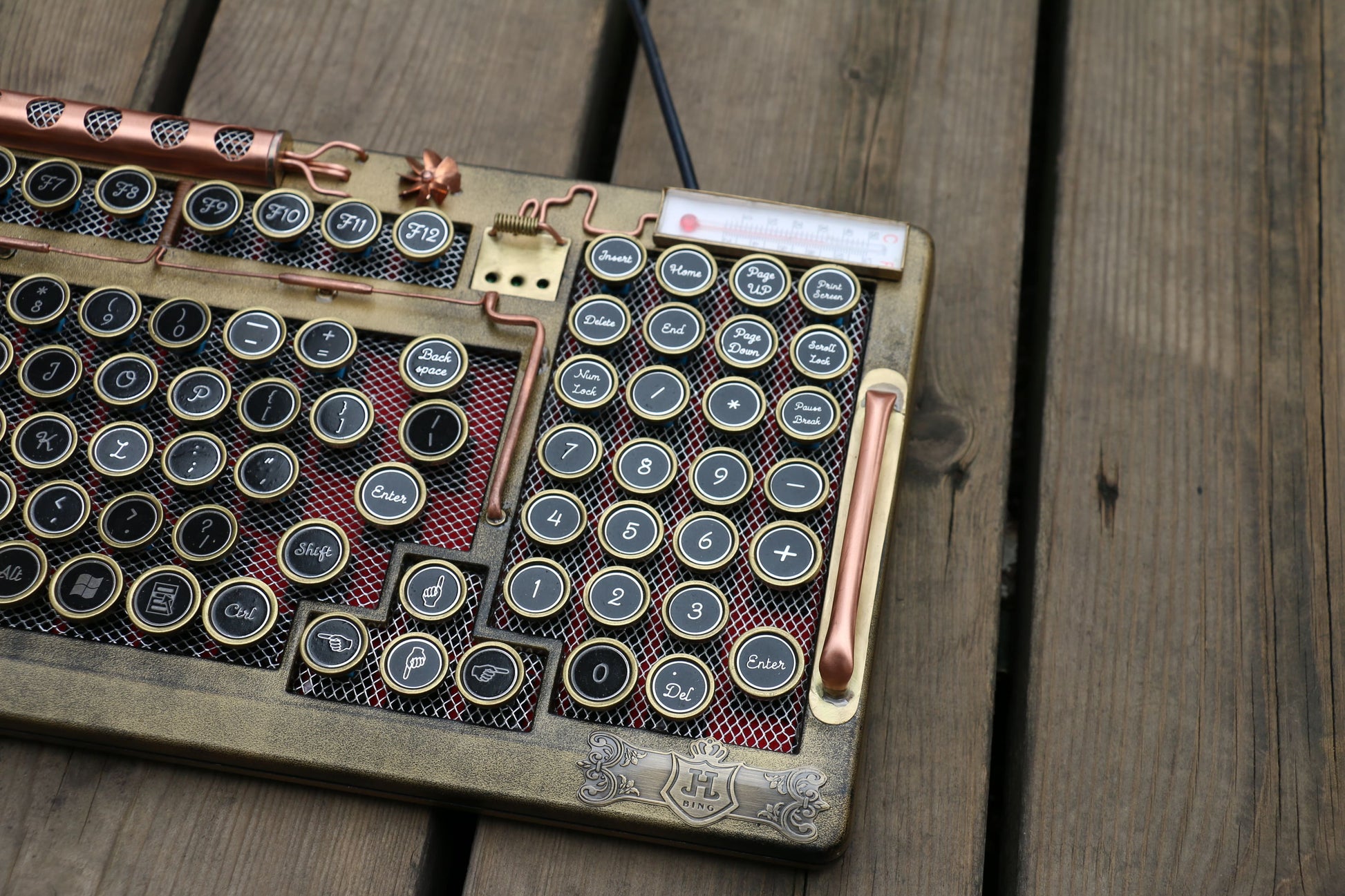 HOBIK Custom Steampunk Mechanical Keyboard - Handcrafted Solid Brass & Heavy Metal