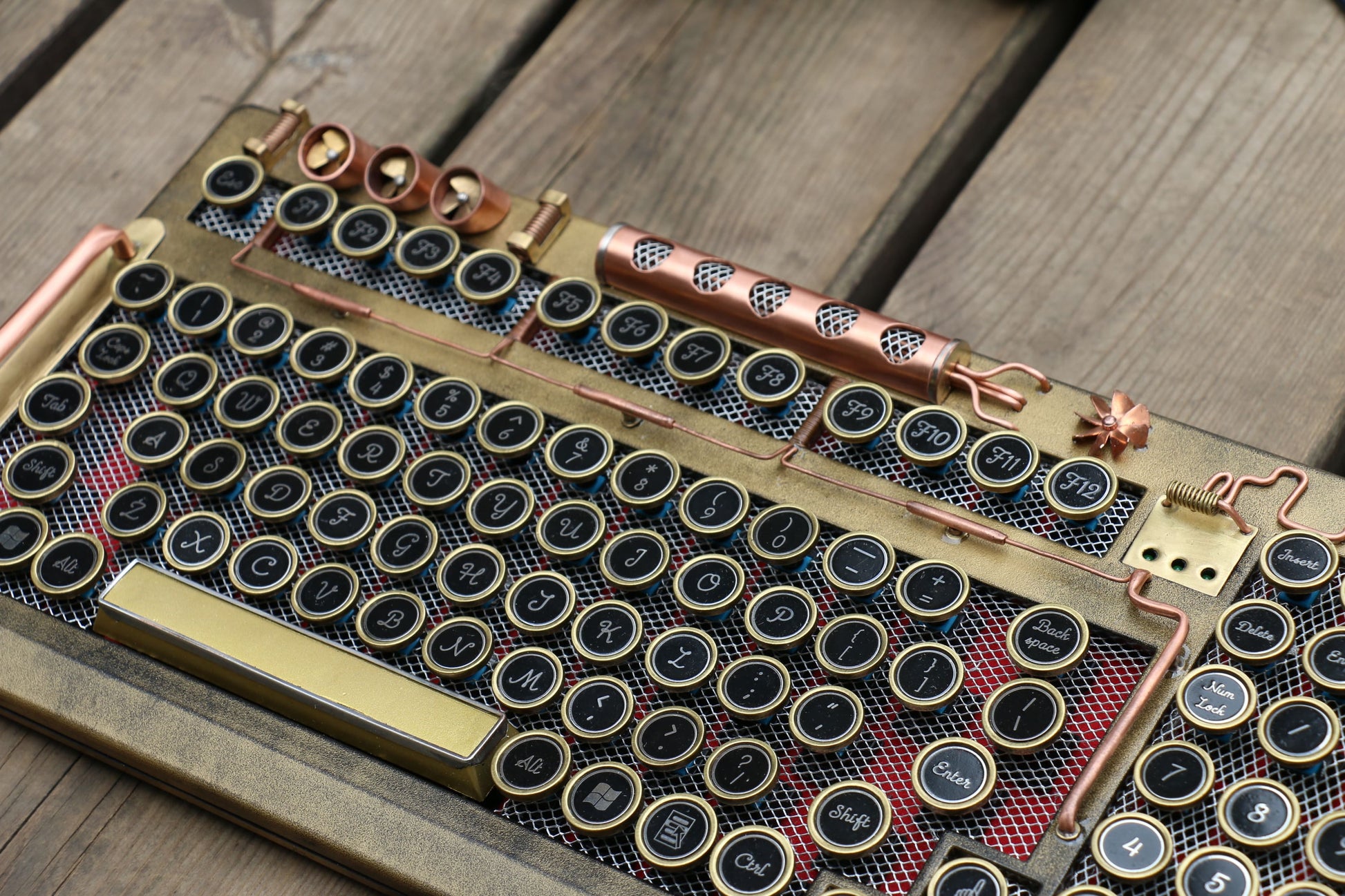 HOBIK Custom Steampunk Mechanical Keyboard - Handcrafted Solid Brass & Heavy Metal