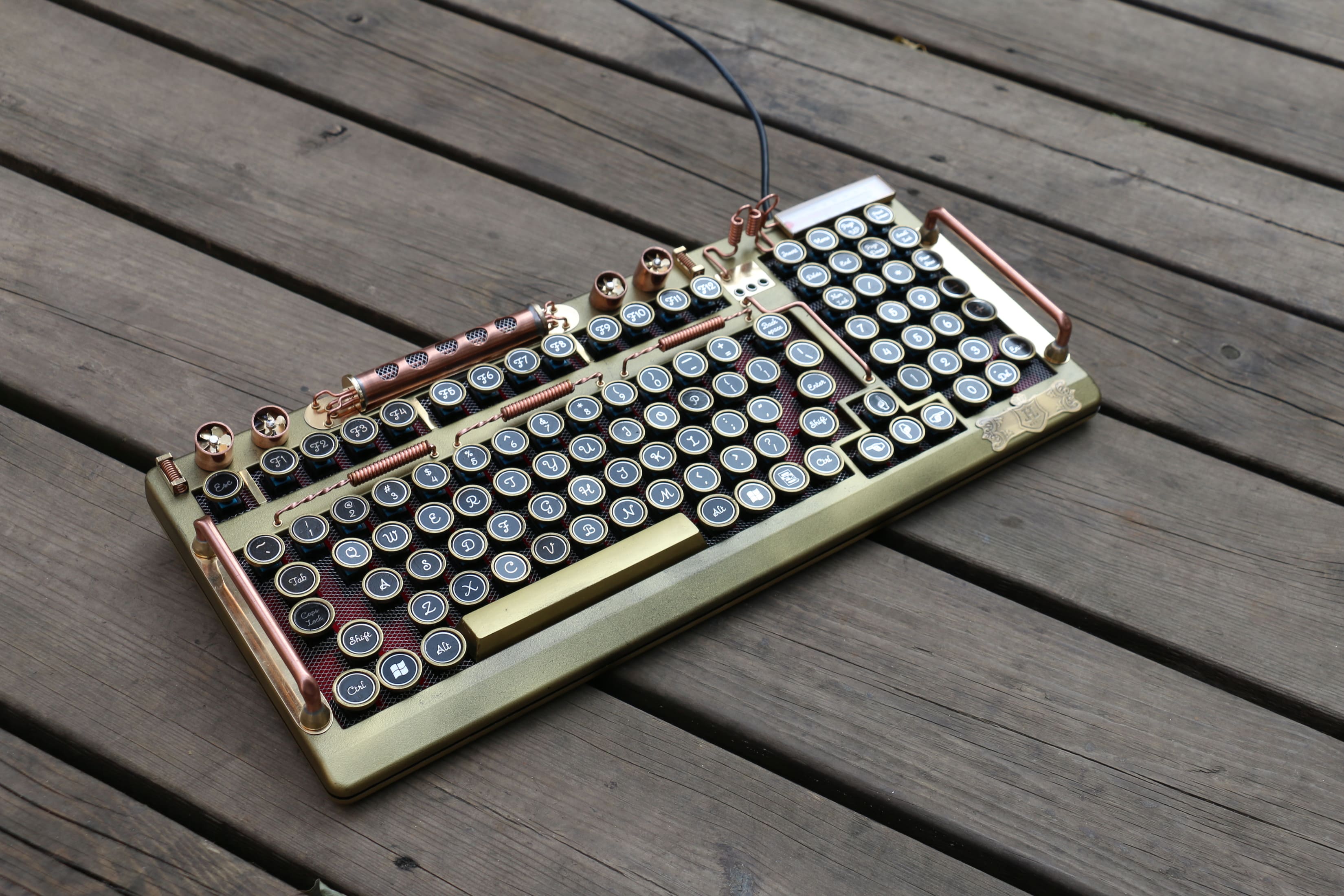 Handcrafted Heavy Metal Steampunk Brass Mechanical Keyboard No.2 – Hobik