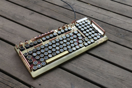 Hobik Handcrafted Heavy Metal Steampunk Brass Mechanical Keyboard